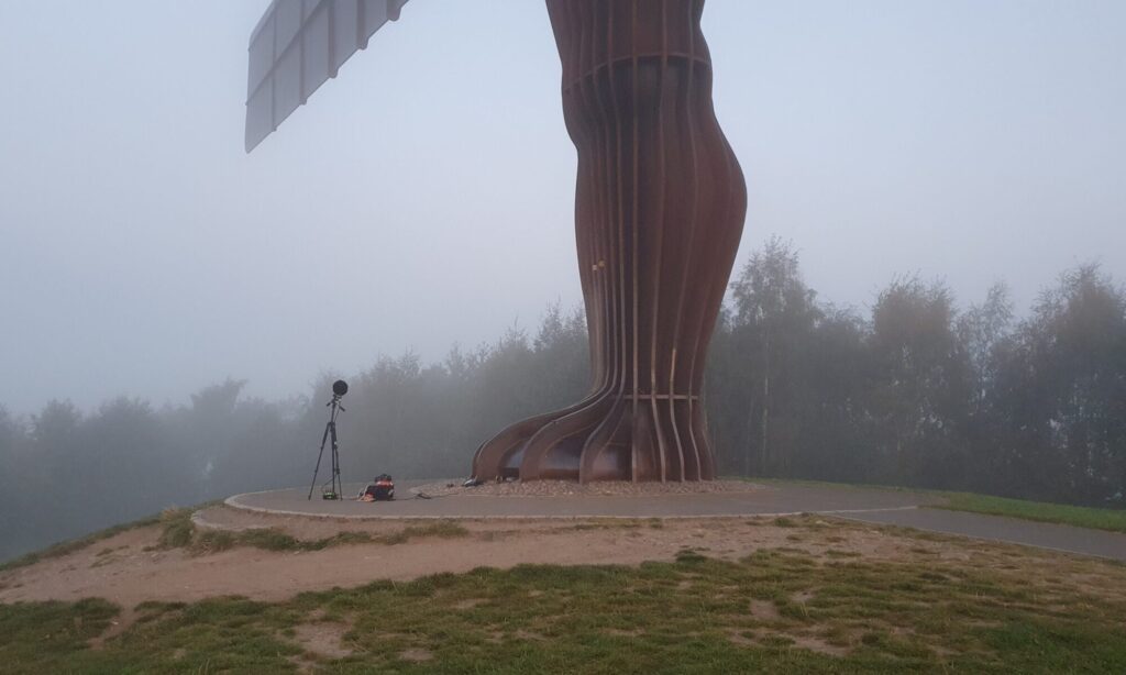 Microphone next to The Angel of the North