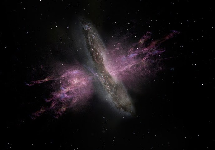 Image of galaxy with outflowing gas