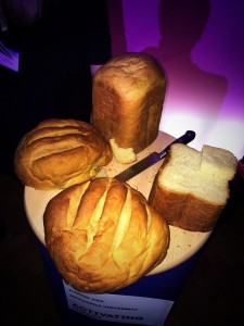 Alginate bread on a pedestal under show-biz lights
