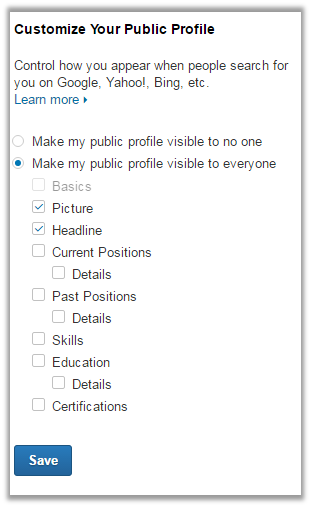 Customize your public profile