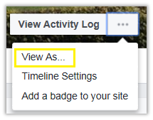 Facebook activity log menu