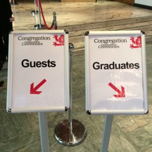 Guests to the left, Graduates to the right