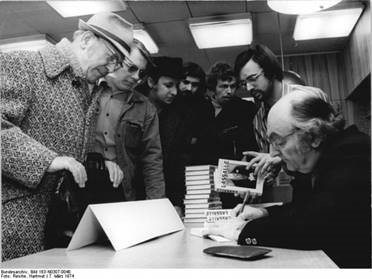 Book signing in East German times.