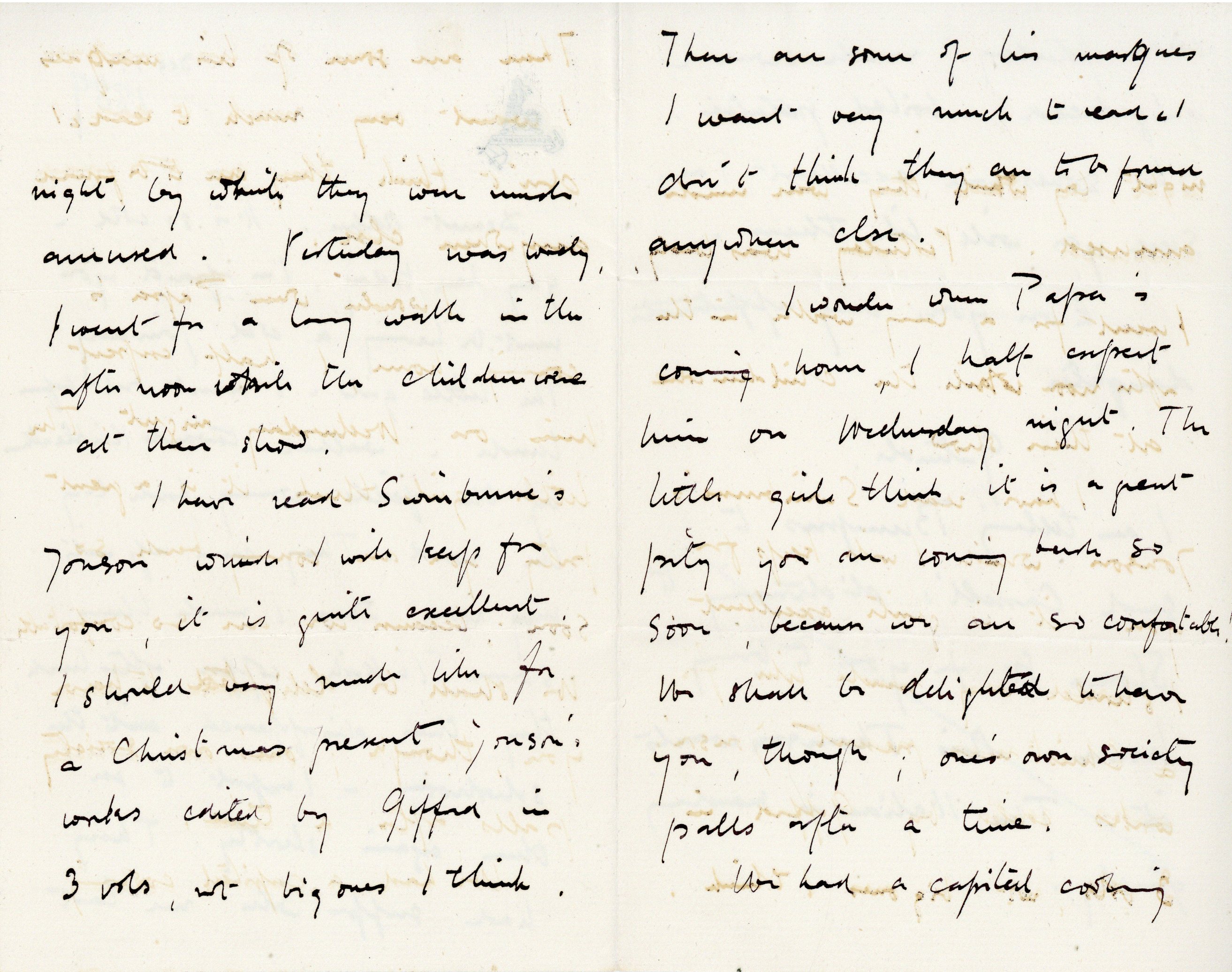 Letter dated 24th December 1889, from Gertrude Bell to her mother, Dame Florence Bell
