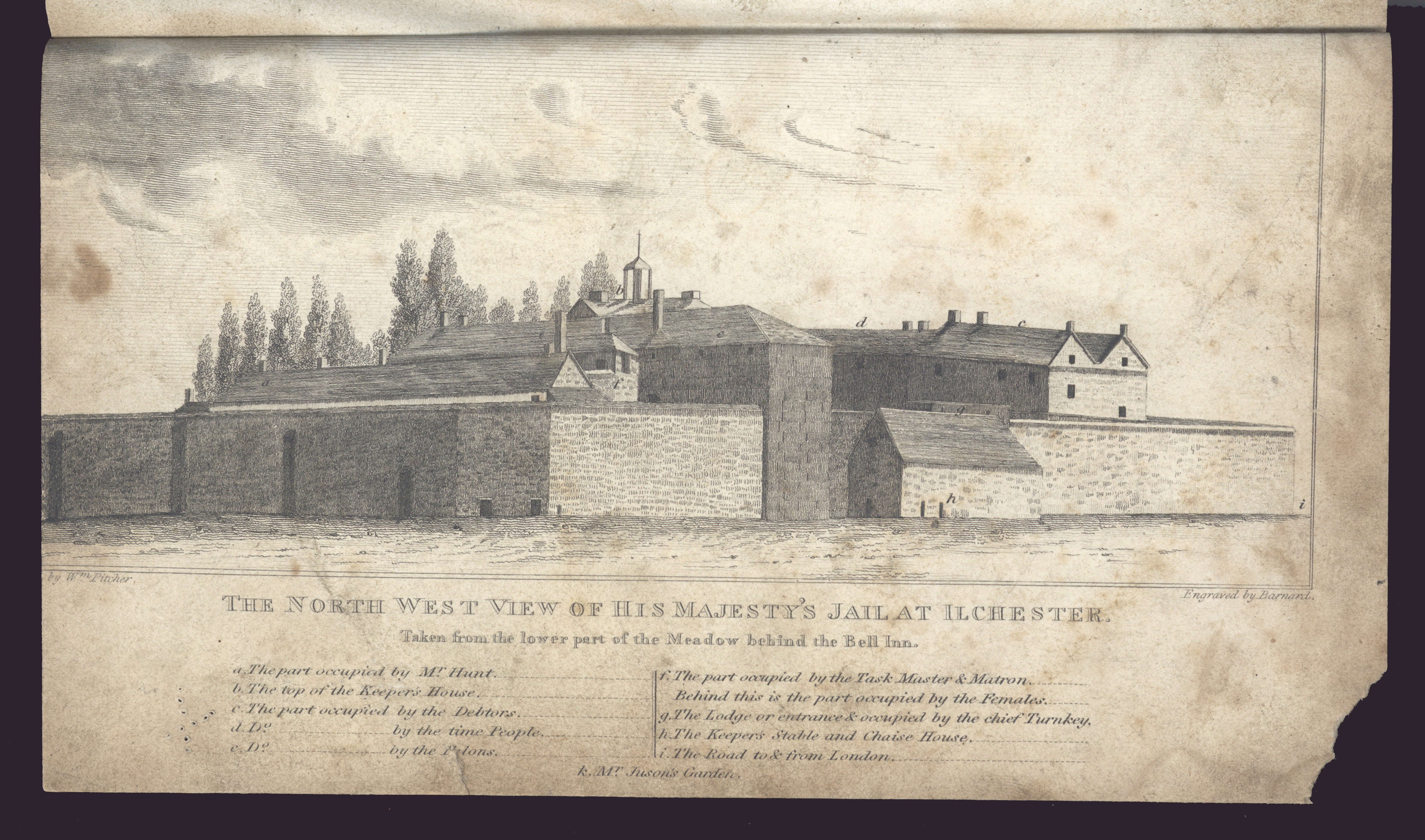 ‘The North West View of his Majesty’s Jail at Ilchester’. From: Memoirs of Henry Hunt, Esq. Written by Himself, in His Majesty’s Jail at Ilchester, in the County of Somerset (London: T. Dolby, 1820) 19th Century Collection 942.073 HUN