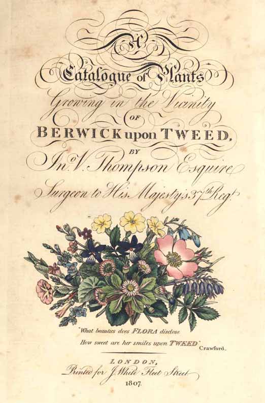 Title page of 'A Catalogue of Plants Growing in the Vicinity of Berwick upon Tweed'