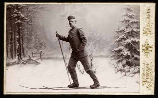 Photograph of Dr Fridtjof Nansen on skiis