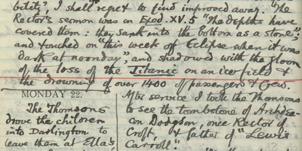 Extract from Professor John Wight Duff’s diary