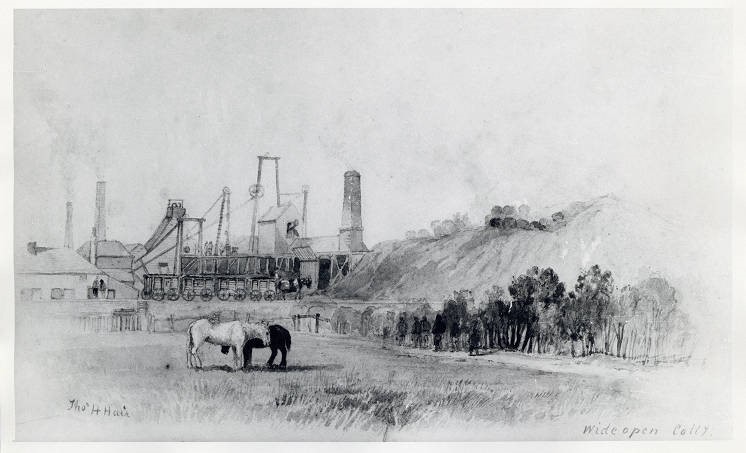 Black and white illustration of the mining industry