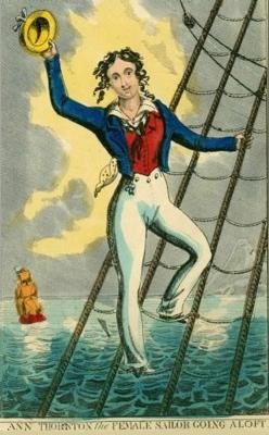 Engraving of Ann Thornton, the Female Sailor Going Aloft