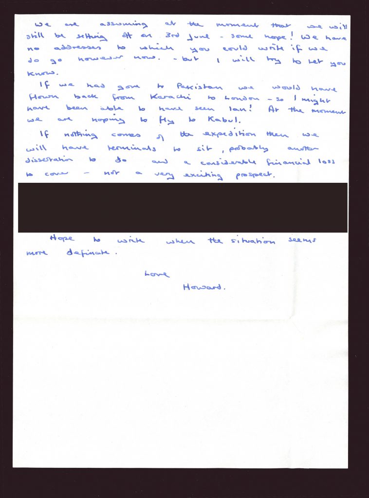 Page 2: Howard sent this letter to his parents regarding the last-minute change of destination of the expedition - University Archives D144  