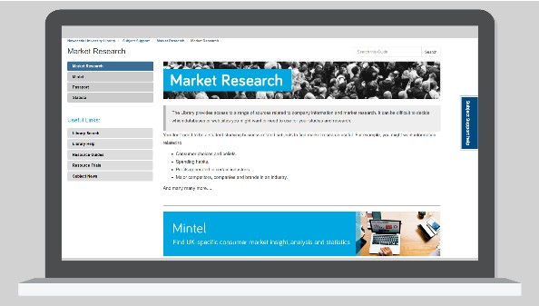 Screenshot of Market Research webpage