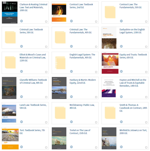 An image of the selection of Sweet & Maxwell Academic titles available within Westlaw Books.