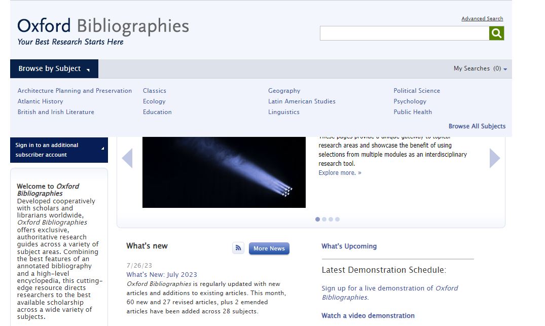 Oxford Bibliographies Online – Library Subject Support